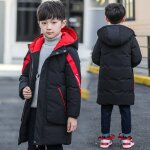 Vitata doudoune longue enfant ? manteau  capuche chaud ? hiver coupe - vent paissi ? noir avec bandes ...