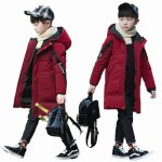 Vitata doudoune longue enfant ? manteau  capuche chaud ? hiver coupe - vent paissi ? rouges