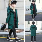 Vitata doudoune longue enfant ? manteau  capuche chaud ? hiver coupe - vent paissi ? vert