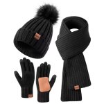 Vitata ensemble 3 pièces hiver - gants Écharpe bonnet gants - noir Vitata ensemble 3 pièces hiver - gants Écharpe bonnet gants - noir