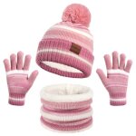 Vitata ensemble bonnet charpe gants enfant ? tricot double paisseur chaud ? hiver garon fille coupe ...