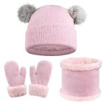 Vitata ensemble bonnet charpe gants enfant ? tricot double paisseur chaud ? hiver garon fille coupe ...