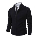Vitata gilet zippé homme chaud ? cardigan col montant hiver doublé style décontracté - noir Vitata gilet zippé homme chaud ? cardigan col montant hiver doublé style décontracté - noir