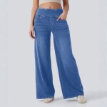 Vitata jean femme taille haute coupe large confortable denim extensible pantalon décontracté mode bleu ... Vitata jean femme taille haute coupe large confortable denim extensible pantalon décontracté mode bleu ...
