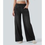 Vitata jean femme taille haute coupe large confortable denim extensible pantalon décontracté mode noir ... Vitata jean femme taille haute coupe large confortable denim extensible pantalon décontracté mode noir ...