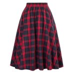 Vitata jupe a - line taille haute femme - carreaux rouge et noir - design Élégant avec boutons Vitata jupe a - line taille haute femme - carreaux rouge et noir - design Élégant avec boutons