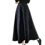 Vitata jupe longue a - line taille haute femme - plaid bleu marine - lgante et confortable pour lautomne ...