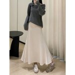 Vitata jupe longue taille haute femme - blanc - tissu Élastique confortable - style décontracté et Élégant ... Vitata jupe longue taille haute femme - blanc - tissu Élastique confortable - style décontracté et Élégant ...