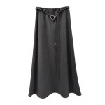 Vitata jupe longue taille haute femme - gris - détail ceinture en cuir - Élégante et polyvalente Vitata jupe longue taille haute femme - gris - détail ceinture en cuir - Élégante et polyvalente