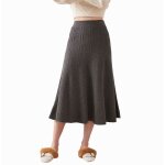 Vitata jupe longue taille haute femme - gris - confortable et Élégante en tricot Vitata jupe longue taille haute femme - gris - confortable et Élégante en tricot