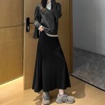 Vitata jupe longue taille haute femme - noire - tissu Élastique confortable - style décontracté et Élégant ... Vitata jupe longue taille haute femme - noire - tissu Élastique confortable - style décontracté et Élégant ...