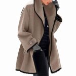 Vitata manteau femme en laine ? col revers large ? design bicolore lgant ? pardessus mi - long chaud ...