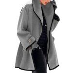 Vitata manteau femme en laine ? col revers large ? design bicolore lgant ? pardessus mi - long chaud ...