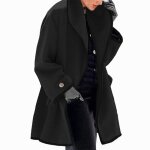 Vitata manteau femme en laine ? col revers large ? design bicolore lgant ? pardessus mi - long chaud ...