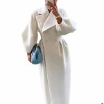 Vitata manteau femme long - pardessus lgant  double boutonnage - manteau chaud automne hiver - blanc ...