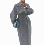 Vitata manteau femme long - pardessus lgant  double boutonnage - manteau chaud automne hiver - gris ...