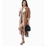 Vitata manteau long femme simili cuir doubl laine - pardessus avec intrieur fourr - manteau chaud ...