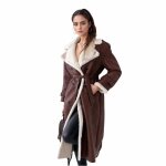 Vitata manteau long femme simili cuir doubl laine - pardessus avec intrieur fourr - manteau chaud ...