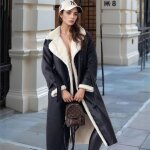 Vitata manteau long femme simili cuir doubl laine - pardessus avec intrieur fourr - manteau chaud ...