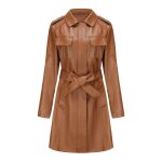 Vitata manteau long femme en simili cuir - trench ceintur lgant - pardessus camel chaud automne hiver ...