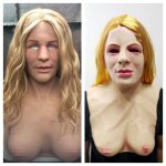 Vitata masque en latex pour halloween - belle femme avec cheveux et poitrine