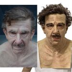 Vitata masque en latex pour halloween - vieil homme avec cheveux de couleur chair