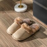 Vitata pantoufles femme hiver chaudes antidrapantes?chaussons fourrs en peluche confortables pour la ...