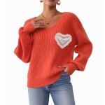Vitata pull femme col v ? manches longues ? motif c?ur en crochet ? coupe ample ? confortable et doux ... Vitata pull femme col v ? manches longues ? motif c?ur en crochet ? coupe ample ? confortable et doux ...