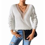 Vitata pull femme en maille ? col v avec dentelle ? manches ajourées ? slim fit ? confort automne hiver ... Vitata pull femme en maille ? col v avec dentelle ? manches ajourées ? slim fit ? confort automne hiver ...