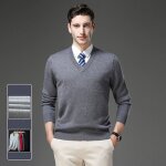 Vitata pull homme col v ? pull tricoté confortable automne / hiver ? coupe ajustée design classique ?gris ... Vitata pull homme col v ? pull tricoté confortable automne / hiver ? coupe ajustée design classique ?gris ...