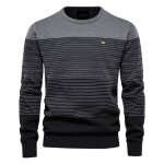 Vitata pull homme à rayures col rond tricot doux et confortable coupe slim pull chaleur hiver - gris Vitata pull homme à rayures col rond tricot doux et confortable coupe slim pull chaleur hiver - gris