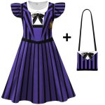 Vitata robe de halloween raye pour fille - robe fantme violette avec motif de cartes  jouerviolet