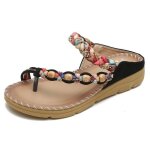 Vitata sandales  plateforme boho vintage pour femmes - tongs dcontractes et confortables - noir