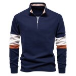 Vitata sweat - shirt homme col polo demi - zip ? pull casual bicolore ? mode automne hiver - bleu marine ... Vitata sweat - shirt homme col polo demi - zip ? pull casual bicolore ? mode automne hiver - bleu marine ...