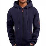 Vitata sweat zippé à capuche homme ? poche manche ? veste décontractée sport automne / hiver - bleu Vitata sweat zippé à capuche homme ? poche manche ? veste décontractée sport automne / hiver - bleu