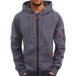 Vitata sweat zipp  capuche homme ? poche manche ? veste dcontracte sport automne / hiver - gris fonc ...