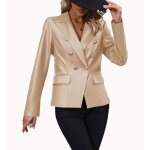 Vitata veste femme ? blazer court ajust ? design  double boutonnage ? chic et polyvalent ? abricot