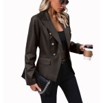 Vitata veste femme ? blazer court ajust ? design  double boutonnage ? chic et polyvalent ? caf