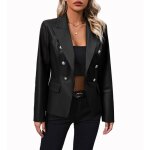 Vitata veste femme ? blazer court ajust ? design  double boutonnage ? chic et polyvalent ? noir