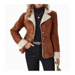 Vitata veste femme imitation daim ? col revers en mouton ? chaude pour automne hiver ? marron lgante ...