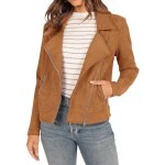 Vitata veste femme suédine veste de moto fermeture Éclair veste automne / hiver chameau Vitata veste femme suédine veste de moto fermeture Éclair veste automne / hiver chameau