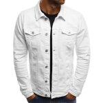 Vitata veste en jean dcontracte coupe slim avec plusieurs poches et col montant boutonn - blanc
