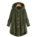 Vitata veste en laine pour femme manteau à col haut en peluche fermeture boutonnée capuche - vert militaire ... Vitata veste en laine pour femme manteau à col haut en peluche fermeture boutonnée capuche - vert militaire ...