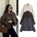 Vitata veste zippée vintage pour femme design confortable et Élégant blazer automne et hiver marron Vitata veste zippée vintage pour femme design confortable et Élégant blazer automne et hiver marron