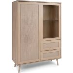 Vitrine 2 portes 2 tiroirs - bali - décor chêne sonoma - effet cannage - style ethnique Vitrine 2 portes 2 tiroirs - bali - décor chêne sonoma - effet cannage - style ethnique