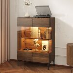 Vitrine en verre et à Éclairage led buffet bas de salon 2 portes et 4 Étagères pieds en métal chambre ... Vitrine en verre et à Éclairage led buffet bas de salon 2 portes et 4 Étagères pieds en métal chambre ...