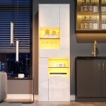 Vitrine 55x38x170cm blanc brillant avec Éclairage led 1 tiroir 4 compartiments portes vitrées meuble ... Vitrine 55x38x170cm blanc brillant avec Éclairage led 1 tiroir 4 compartiments portes vitrées meuble ...