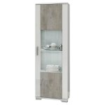 Lynda - vitrine 1 porte rversible laqu blanc et gris bton