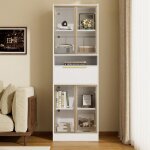 Vitrine argentier blanc led bluetooth 60x35x180cm - façade verre tiroir rangement salon&bureau&chambre ... Vitrine argentier blanc led bluetooth 60x35x180cm - façade verre tiroir rangement salon&bureau&chambre ...