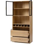 Vitrine - argentier meuble salle de bain & cave � spiritueux vitr�e �clair�e 180cm - rangement moderne ...